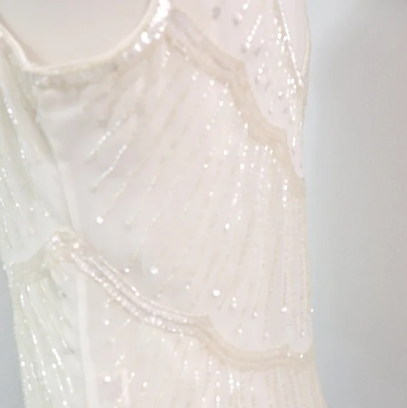 WILLOW & CLAY ANTHROPOLOGIE CREAM OFF WHITE SEQUINED BEADED SLEEVELESS TOP SZ:S - Picture 6 of 15